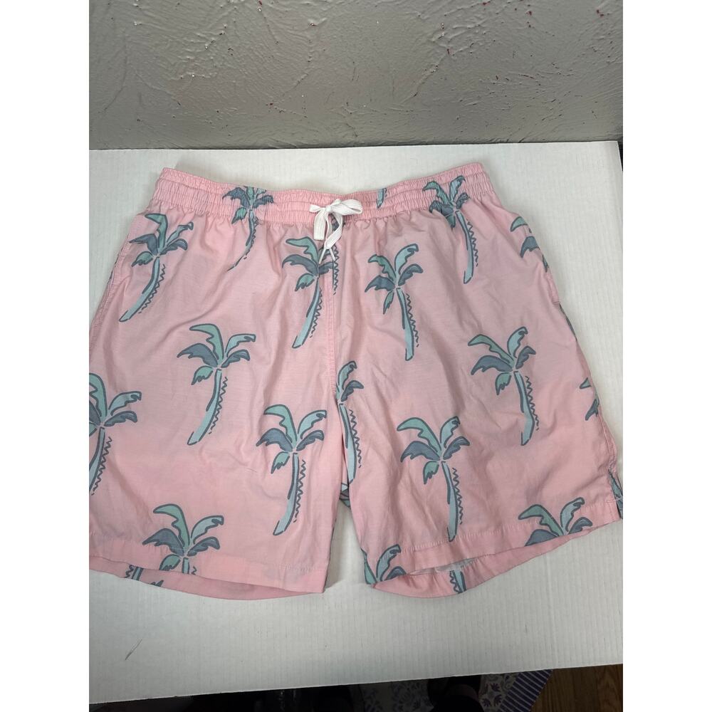 Chubbies Lotta Coladas 7” Swim Trunks Pink Blue Palm Trees Lined Elastic Size XL